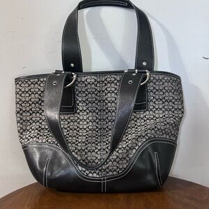 Coach Black and Gray Signature Tote